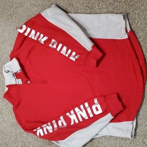 PINK Victoria's Secret Red and Gray Sweatshirt